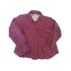 Columbia‎ Titanium Long Sleeve Button Up Lined Top Womens Maroon Size S Packable